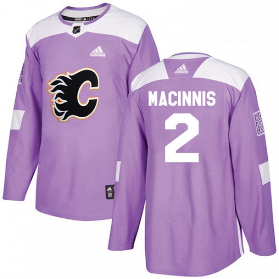 Mens Adidas Calgary Flames 2 Al MacInnis Authentic Purple Fights