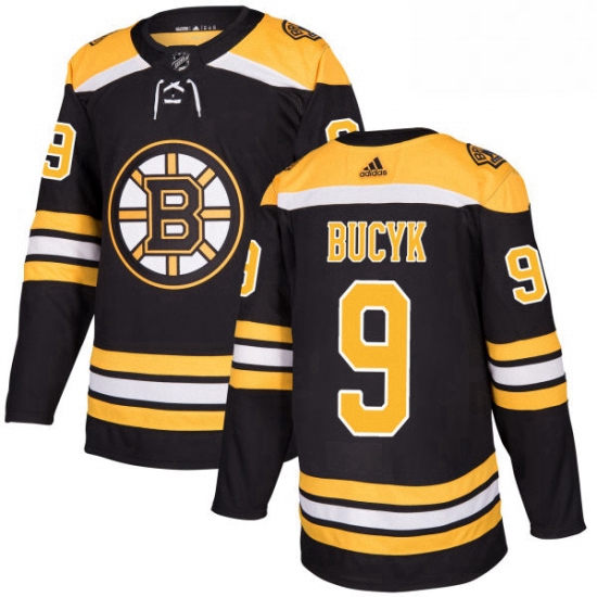 Mens Adidas Boston Bruins 9 Johnny Bucyk Premier Black Home NHL Jersey