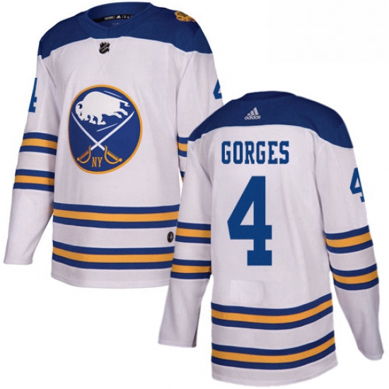 Mens Adidas Buffalo Sabres 4 Josh Gorges Authentic White 2018 Winter Classic NHL Jersey