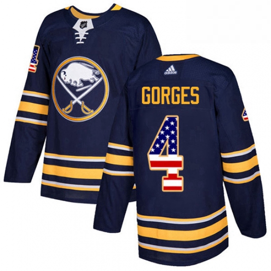 Mens Adidas Buffalo Sabres 4 Josh Gorges Authentic Navy Blue USA