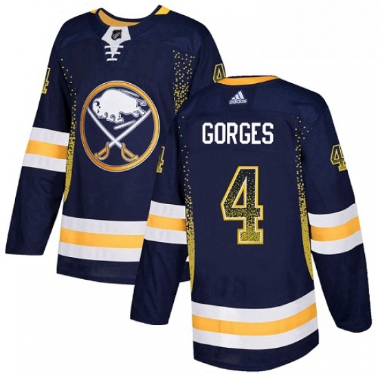 Mens Adidas Buffalo Sabres 4 Josh Gorges Authentic Navy Blue Drift Fashion NHL Jersey