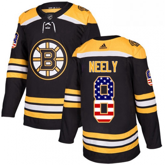 Mens Adidas Boston Bruins 8 Cam Neely Authentic Black USA Flag F