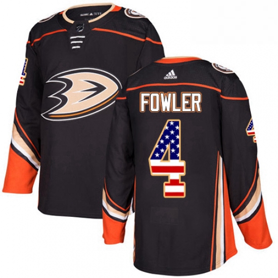 Mens Adidas Anaheim Ducks 4 Cam Fowler Authentic Black USA Flag Fashion NHL Jersey