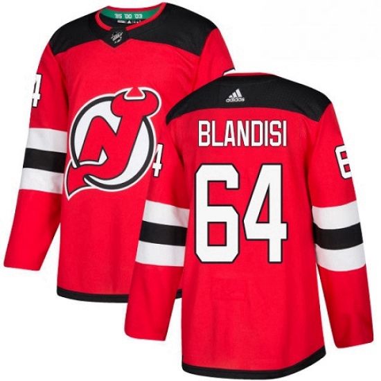 Mens Adidas New Jersey Devils 64 Joseph Blandisi Premier Red Home NHL Jersey