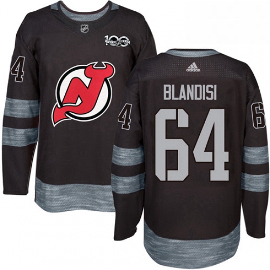 Mens Adidas New Jersey Devils 64 Joseph Blandisi Authentic Black 1917 2017 100th Anniversary NHL Jer