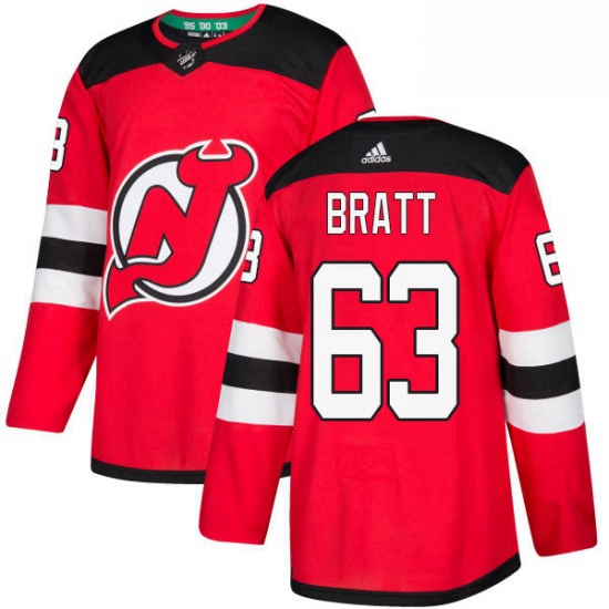 Mens Adidas New Jersey Devils 63 Jesper Bratt Authentic Red Home