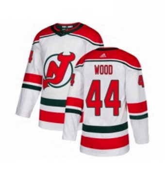 Mens Adidas New Jersey Devils 44 Miles Wood Premier White Alternate NHL Jersey