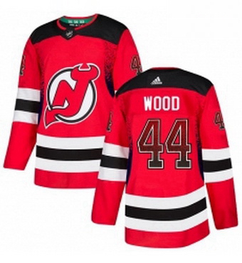 Mens Adidas New Jersey Devils 44 Miles Wood Authentic Red Drift Fashion NHL Jersey