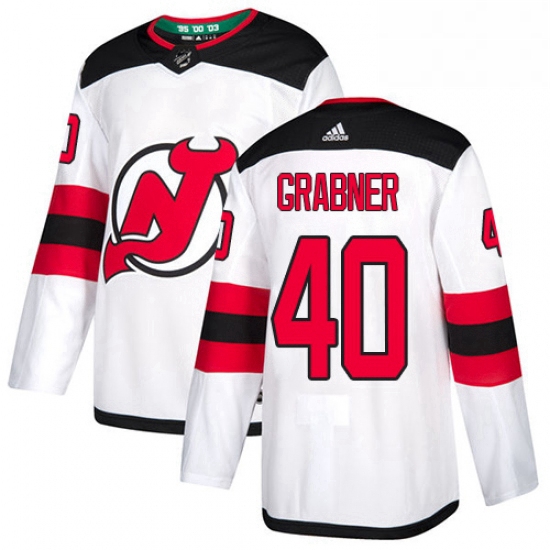 Mens Adidas New Jersey Devils 40 Michael Grabner Authentic White Away NHL Jersey