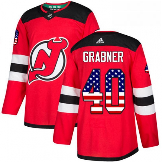 Mens Adidas New Jersey Devils 40 Michael Grabner Authentic Red USA Flag Fashion NHL Jersey