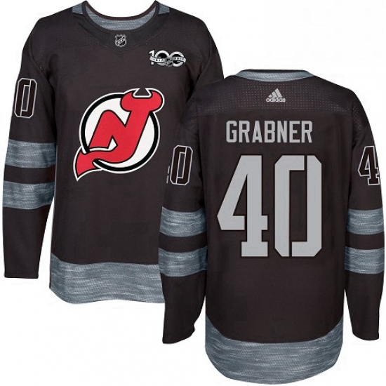 Mens Adidas New Jersey Devils 40 Michael Grabner Authentic Black 1917 2017 100th Anniversary NHL Jer