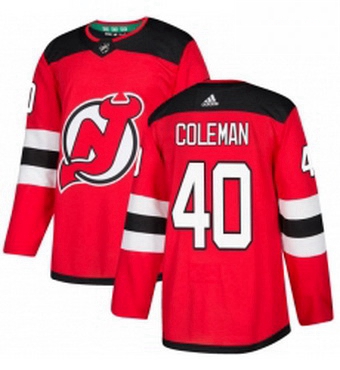 Mens Adidas New Jersey Devils 40 Blake Coleman Premier Red Home NHL Jersey