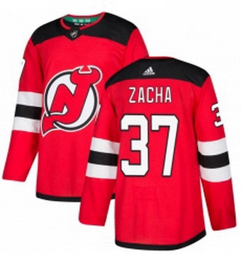 Mens Adidas New Jersey Devils 37 Pavel Zacha Premier Red Home NHL Jersey