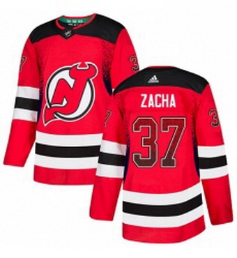 Mens Adidas New Jersey Devils 37 Pavel Zacha Authentic Red Drift Fashion NHL Jersey