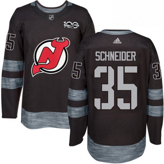 Mens Adidas New Jersey Devils 35 Cory Schneider Authentic Black 1917 2017 100th Anniversary NHL Jers