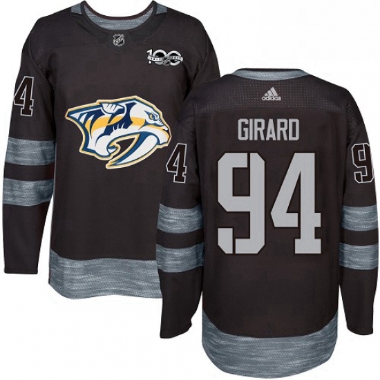 Mens Adidas Nashville Predators 94 Samuel Girard Authentic Black 1917 2017 100th Anniversary NHL Jer