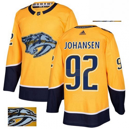 Mens Adidas Nashville Predators 92 Ryan Johansen Authentic Gold Fashion Gold NHL Jersey