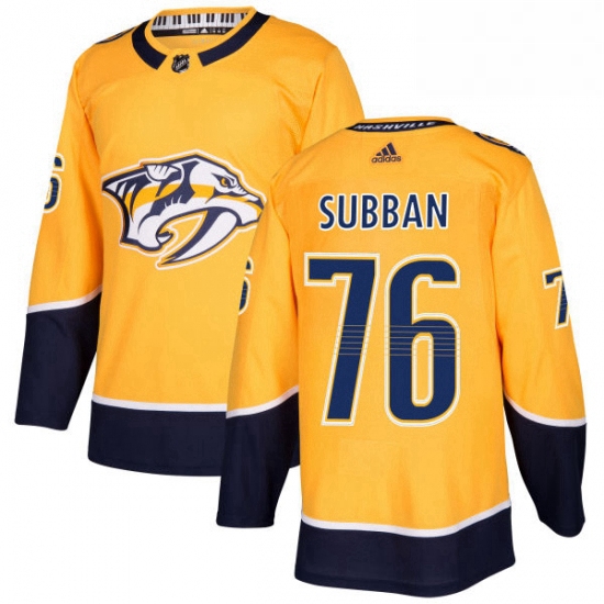 Mens Adidas Nashville Predators 76 PK Subban Premier Gold Home NHL Jersey