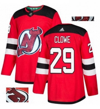 Mens Adidas New Jersey Devils 29 Ryane Clowe Authentic Red Fashion Gold NHL Jersey