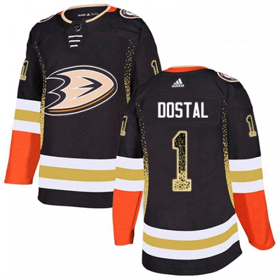 Mens Adidas Anaheim Ducks 1 Lukas Dostal Authentic Black Drift Fashion NHL Jersey