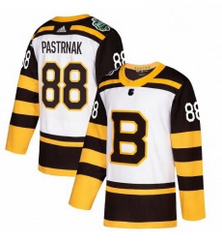 Youth Adidas Boston Bruins 88 David Pastrnak Authentic White 2019 Winter Classic NHL Jersey