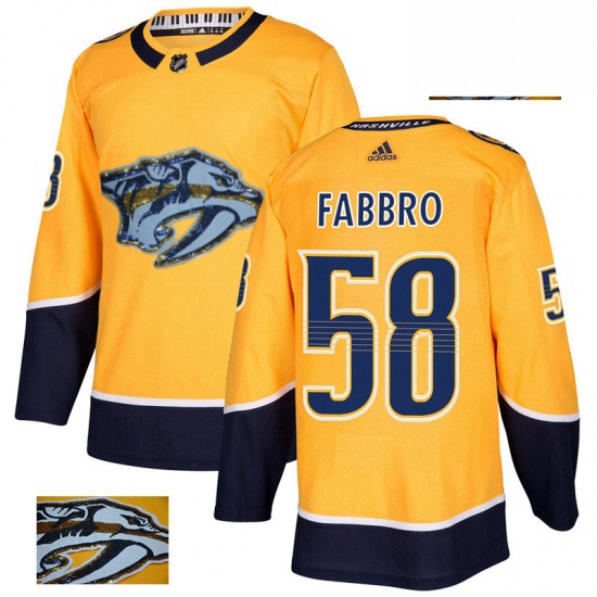 Mens Adidas Nashville Predators 58 Dante Fabbro Authentic Gold Fashion Gold NHL Jersey