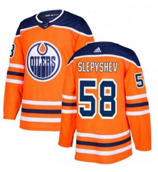 Youth Adidas Edmonton Oilers 58 Anton Slepyshev Authentic Orange Home NHL Jersey