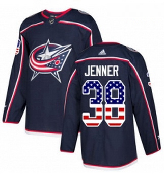 Youth Adidas Columbus Blue Jackets 38 Boone Jenner Authentic Navy Blue USA Flag Fashion NHL Jersey