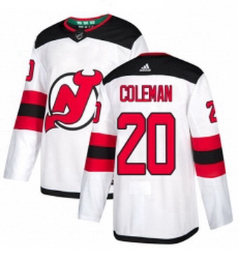 Mens Adidas New Jersey Devils 20 Blake Coleman Authentic White Away NHL Jersey