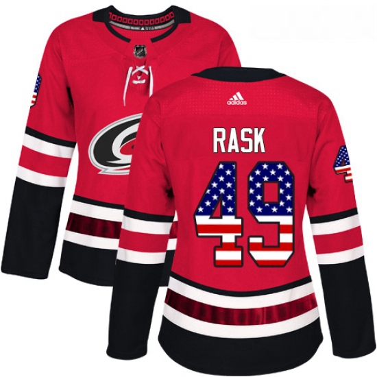 Womens Adidas Carolina Hurricanes 49 Victor Rask Authentic Red USA Flag Fashion NHL Jersey