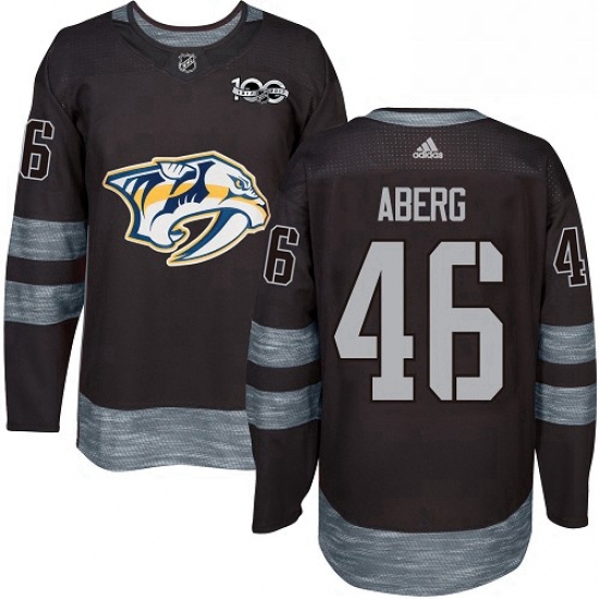 Mens Adidas Nashville Predators 46 Pontus Aberg Authentic Black 1917 2017 100th Anniversary NHL Jers