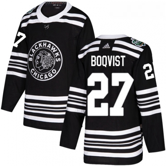 Youth Adidas Chicago Blackhawks 27 Adam Boqvist Authentic Black 2019 Winter Classic NHL Jersey