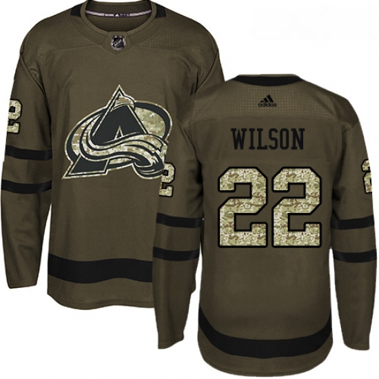 Youth Adidas Colorado Avalanche 22 Colin Wilson Premier Green Salute to Service NHL Jersey