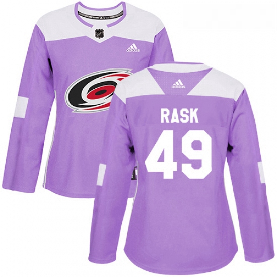 Womens Adidas Carolina Hurricanes 49 Victor Rask Authentic Purple Fights Cancer Practice NHL Jersey