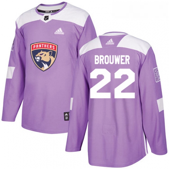 Youth Adidas Florida Panthers 22 Troy Brouwer Authentic Purple Fights Cancer Practice NHL Jersey