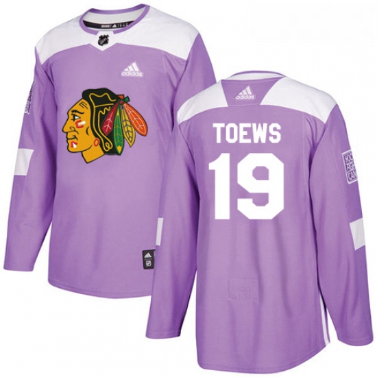 Youth Adidas Chicago Blackhawks 19 Jonathan Toews Authentic Purple Fights Cancer Practice NHL Jersey