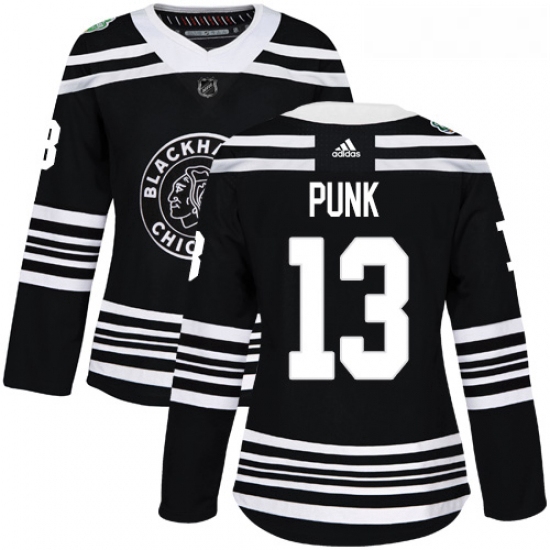 Womens Adidas Chicago Blackhawks 13 CM Punk Authentic Black 2019 Winter Classic NHL Jersey