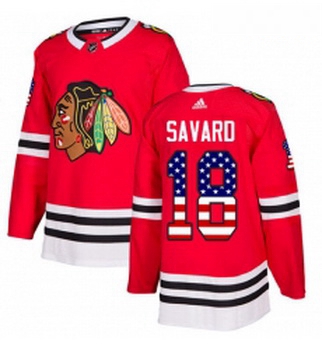 Youth Adidas Chicago Blackhawks 18 Denis Savard Authentic Red USA Flag Fashion NHL Jersey