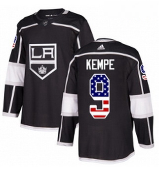 Youth Adidas Los Angeles Kings 9 Adrian Kempe Authentic Black USA Flag Fashion NHL Jersey