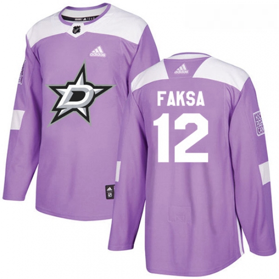 Youth Adidas Dallas Stars 12 Radek Faksa Authentic Purple Fights Cancer Practice NHL Jersey