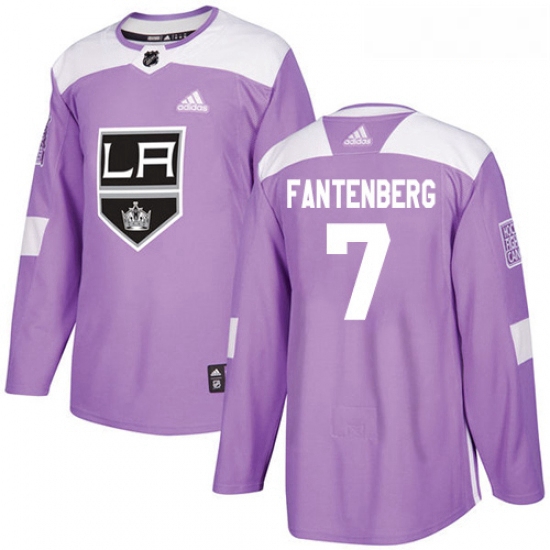 Youth Adidas Los Angeles Kings 7 Oscar Fantenberg Authentic Purple Fights Cancer Practice NHL Jersey