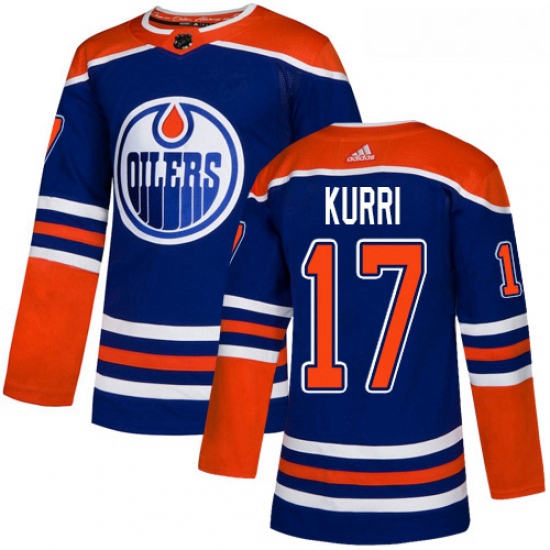 Youth Adidas Edmonton Oilers 17 Jari Kurri Authentic Royal Blue Alternate NHL Jersey