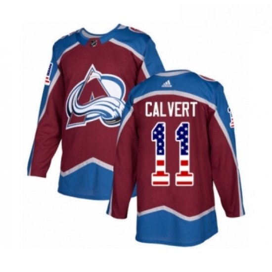 Youth Adidas Colorado Avalanche 11 Matt Calvert Authentic Burgundy Red USA Flag Fashion NHL Jersey