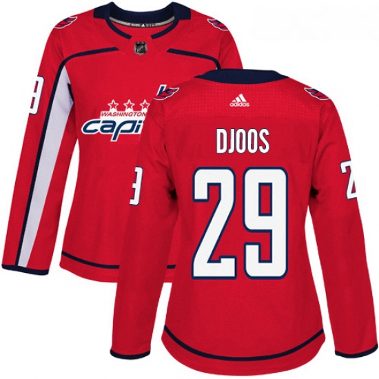 Womens Adidas Washington Capitals 29 Christian Djoos Premier Red Home NHL Jersey