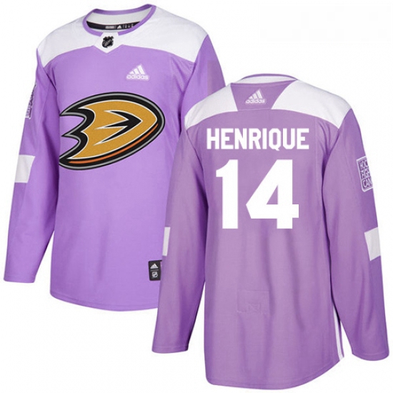 Youth Adidas Anaheim Ducks 14 Adam Henrique Authentic Purple Fights Cancer Practice NHL Jersey