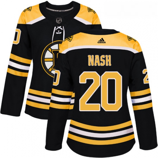 Womens Adidas Boston Bruins 20 Riley Nash Authentic Black Home NHL Jersey