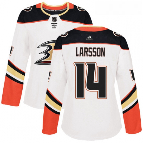 Womens Adidas Anaheim Ducks 14 Jacob Larsson Authentic White Away NHL Jersey