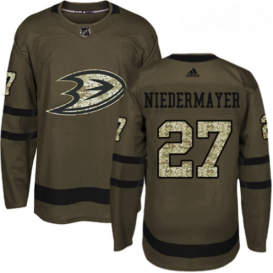 Youth Adidas Anaheim Ducks 27 Scott Niedermayer Premier Green Salute to Service NHL Jersey