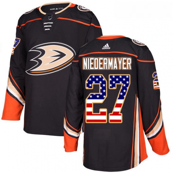 Youth Adidas Anaheim Ducks 27 Scott Niedermayer Authentic Black USA Flag Fashion NHL Jersey