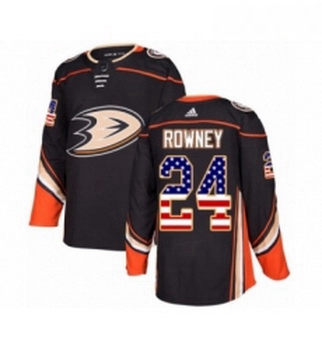 Youth Adidas Anaheim Ducks 24 Carter Rowney Authentic Black USA Flag Fashion NHL Jersey